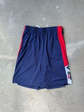 Fila Men's Navy Shorts with Red Side Panels